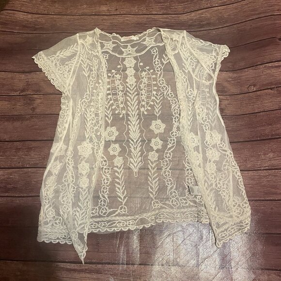 Women’s Hit List Lace Cover Cardigan M/L Top Shirt - Picture 1 of 6